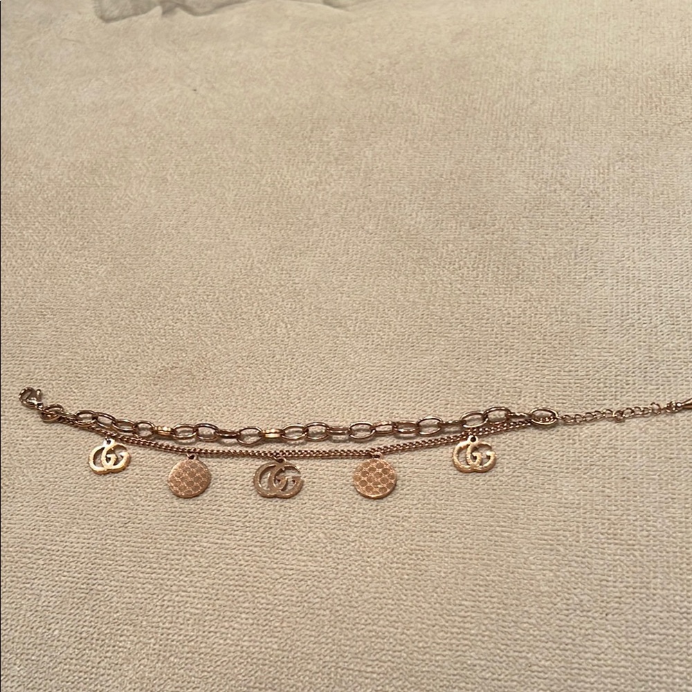 Gold Dainty Charm Bracelet with Chain Link Design
